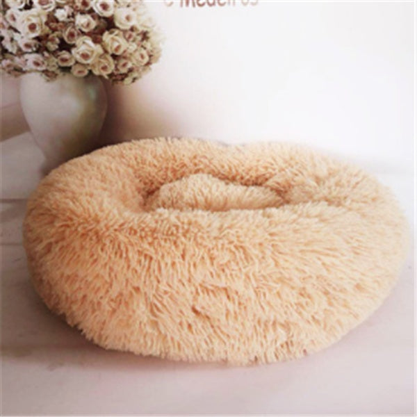 Round Fluffy Dog Bed - Cozy Winter Nest