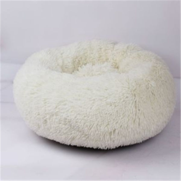 Round Fluffy Dog Bed - Cozy Winter Nest