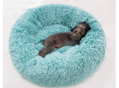 Round Fluffy Dog Bed - Cozy Winter Nest