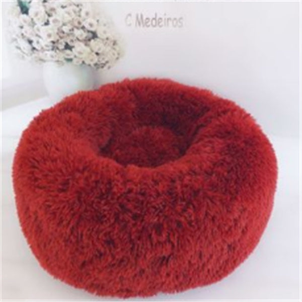 Round Fluffy Dog Bed - Cozy Winter Nest