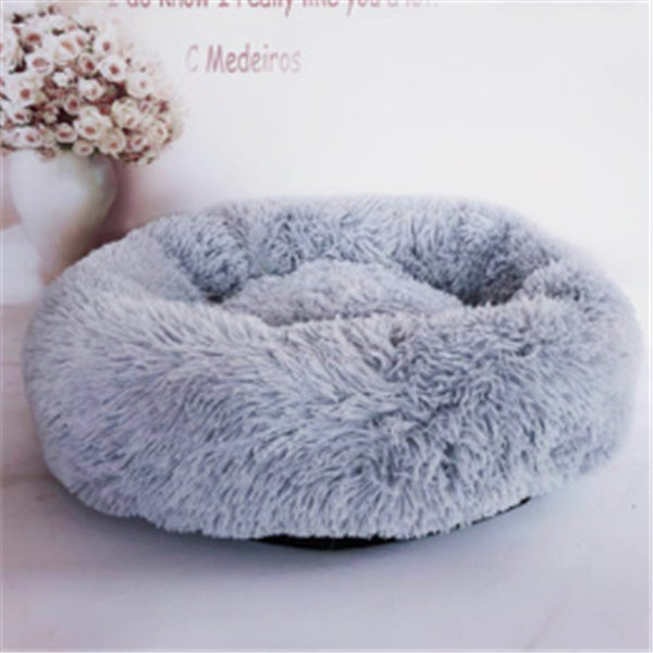 Round Fluffy Dog Bed - Cozy Winter Nest