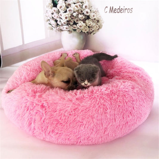Round Fluffy Dog Bed - Cozy Winter Nest
