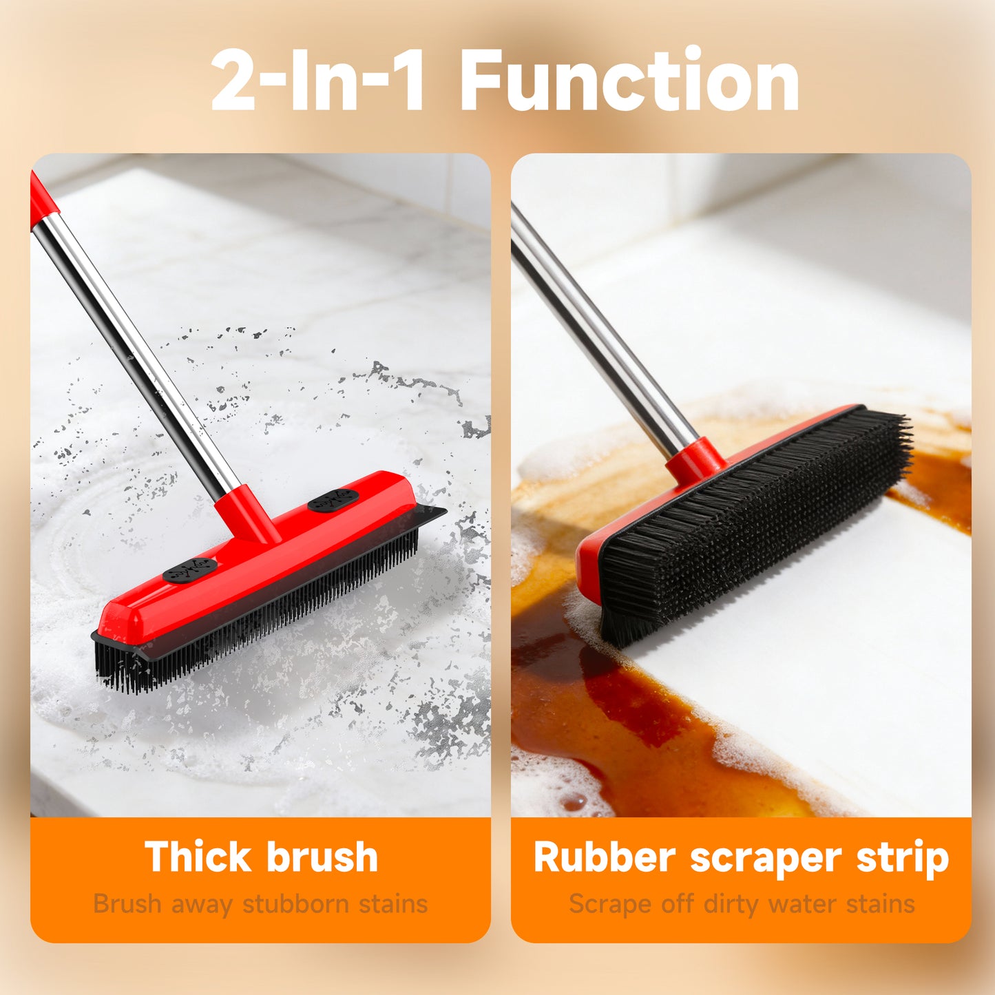 Pet Hair Remover Broom - 2-in-1 Carpet Cleaner