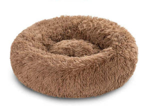 Round Fluffy Dog Bed - Cozy Winter Nest